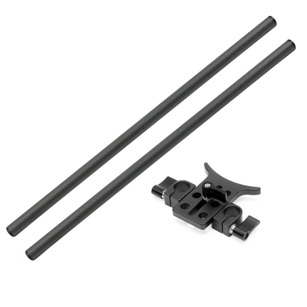 Compatible for 5D3 5D2 SLR - 15mm Rod Rail Camera Lens Bracket Support, DSLR Holder Mount Baseplate Photography Accessories(Black with 40cm Rod)