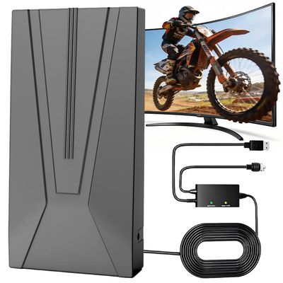 2026 Upgraded Indoor TV Antenna Up to 2200+ Miles Long Range HD Digital Antenna for Smart TV, Strongest with 16ft Coax Cable & Amplified Signal Booster Supports 4K 8K 1080p All TVs