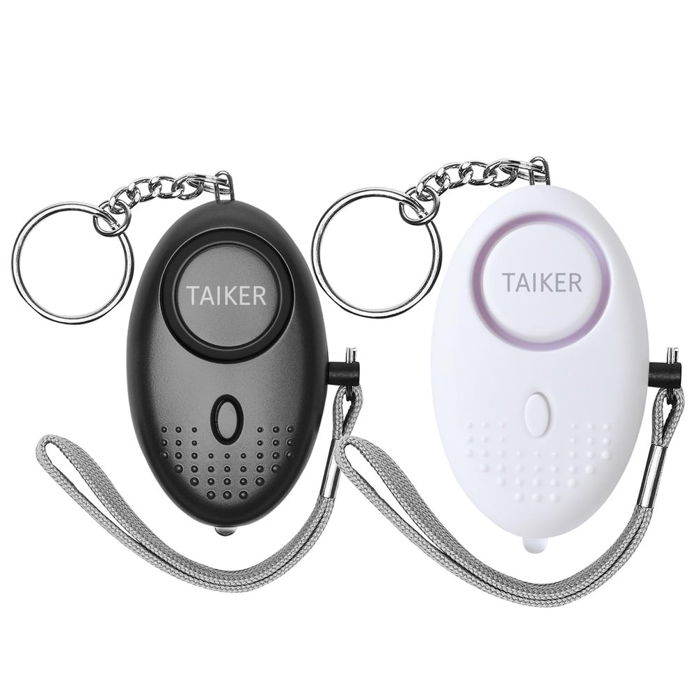 Personal Alarm for Women 140DB Emergency Self-Defense Security Alarm Keychain with LED Light for Women Kids and Elders-2 Pack (Black & White)