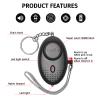 Personal Alarm for Women 140DB Emergency Self-Defense Security Alarm Keychain with LED Light for Women Kids and Elders-2 Pack (Black & White) view 3