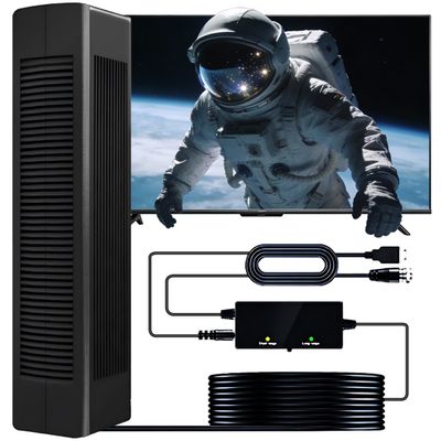 2026 Updraded Digital TV Antenna, 2000 Miles+ Long Range Antenna for Smart Indoor, 360 Reception Indoor with Amplifier Signal Booster Support 4K 8K 1080p All TV's and 16ft Thick Coaxial Cable