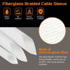 MECCANIXITY 3ft Braided Cable Sleeve, 0.8" ID 200C High Temperature 1500V Fiberglass Wire Insulation Cord Protector Organizer Wires Management for Motor Engine Fuel Line, White view 4