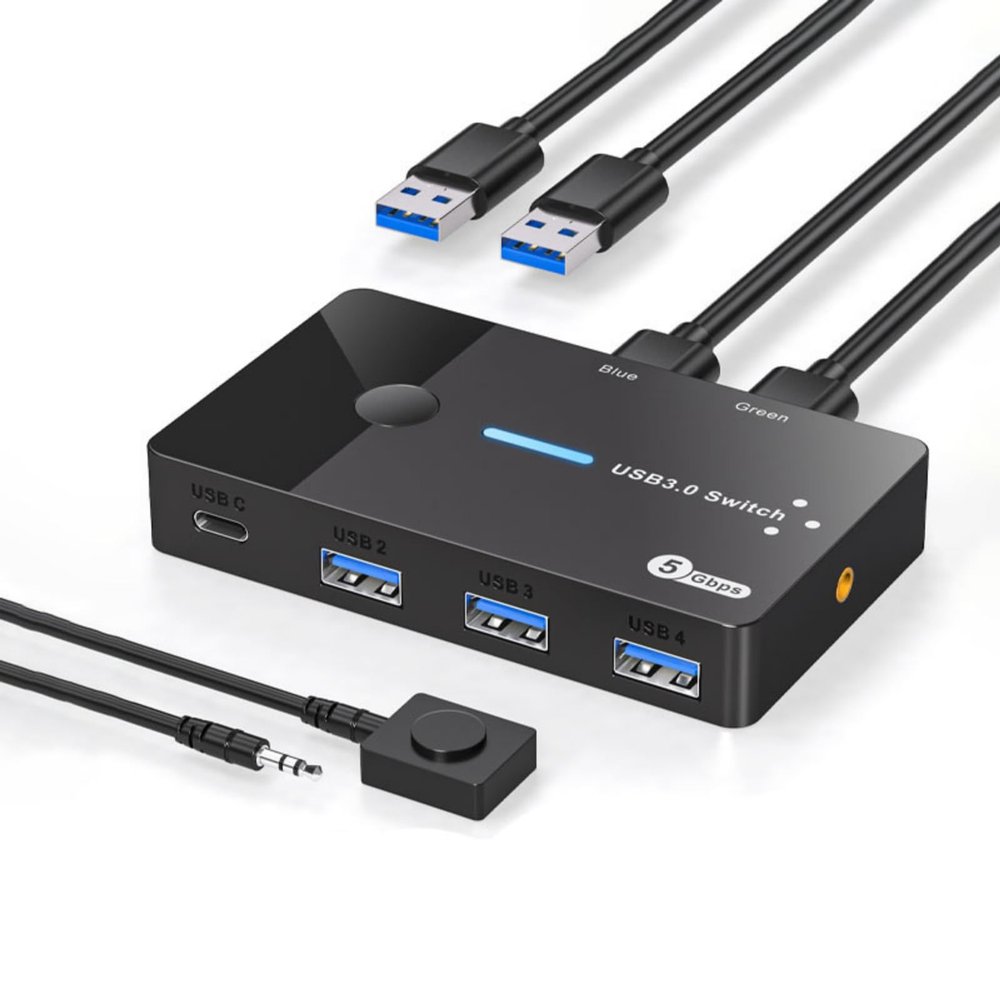 USB3.0 Switcher 2 in 4 Out KVM Switcher Computer Laptop Host Sharing USB3.0 to Type C Device Shared Mouse Keyboards Prin