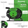 WILAWELS Extension Cord Storage Reel with 4-Grounded Outlets and 30 Ft Retractable Extension Cord Reel Bundle, for Garage and Shop J95CR06-Y30ACR06 view 3