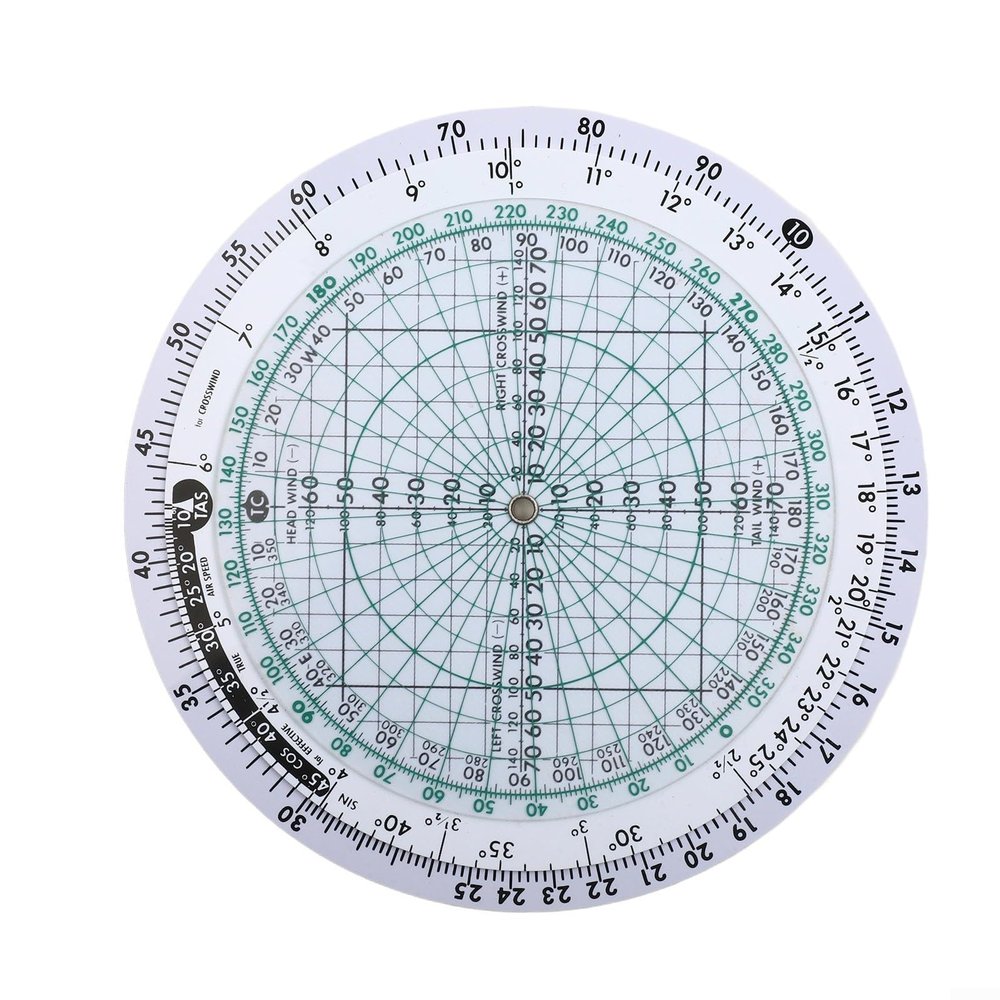 Flight Computer E6B-R Aviation Plotter Slide Rule for Flight Training, 6 Inch Plastic Circular Calculator with Waterproof Material, Wind Side Calculator Scales for True Heading(E6B-R)