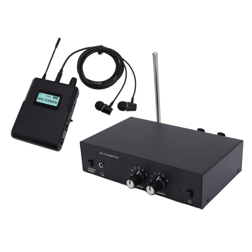 Matybobe Professional Wireless IEM System with Transmitter and Receiver and 36 Frequencies for Singers, Guitarists, Keyboardists, Drums, and More, LCD Display and 50m Indoor, 100m (US Plug)