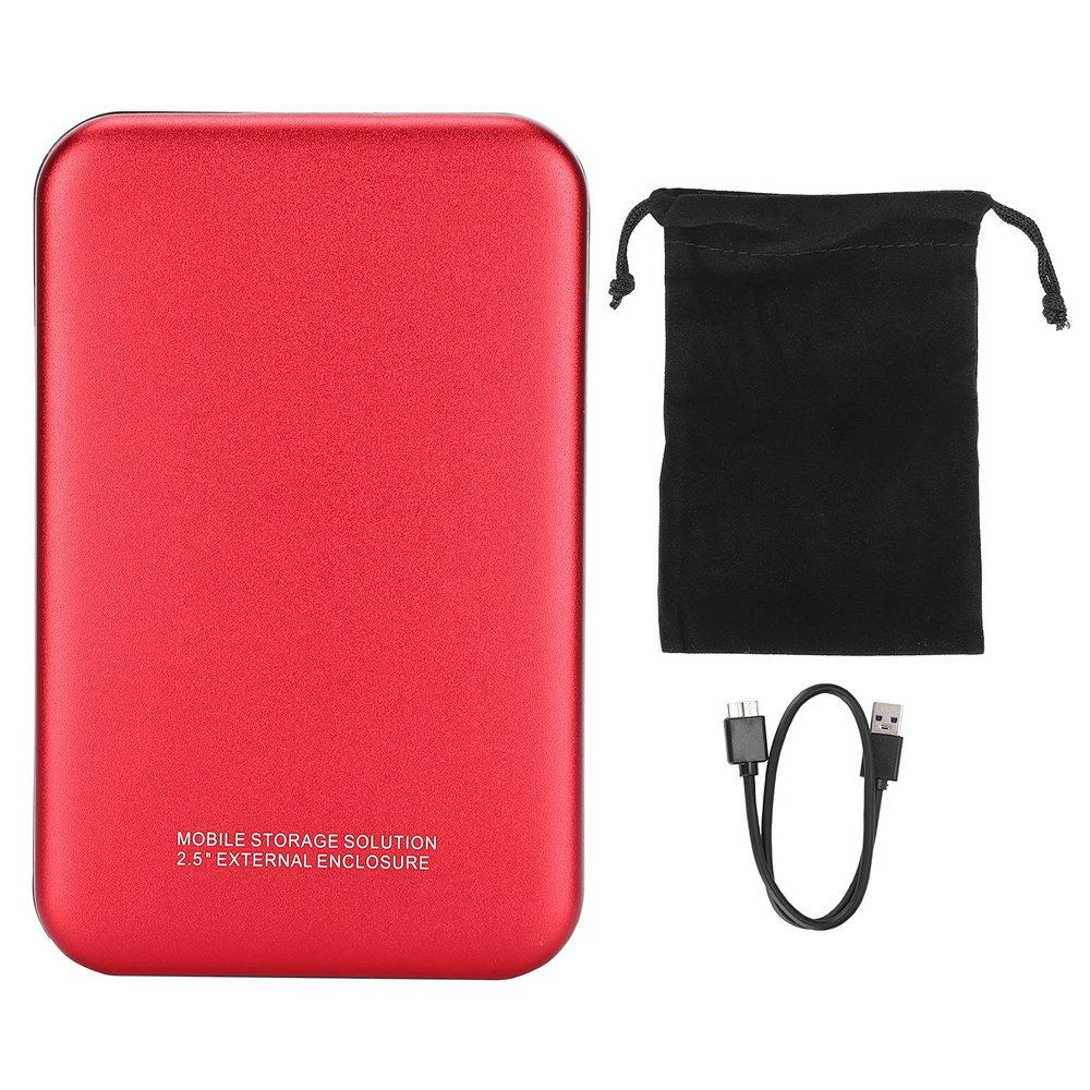 2.5in SATA to USB 3.0 Hard Drive Enclosure, Portable External Hard Disk Box for Laptop Desktop, USB 3.0 SSD Enclosure with Data Cable Storage Bag, Fast 5Gbps Transfer Speed for PC (Red)
