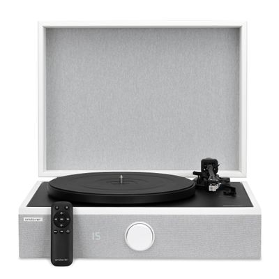 Andover Audio SpinPlay Premium All-in-One Record Player for Vinyl Record Playback - Semi-Automatic, Auto Power-On and Auto-Stop, Integrated Sound System with 270 Speaker Array - White (White)