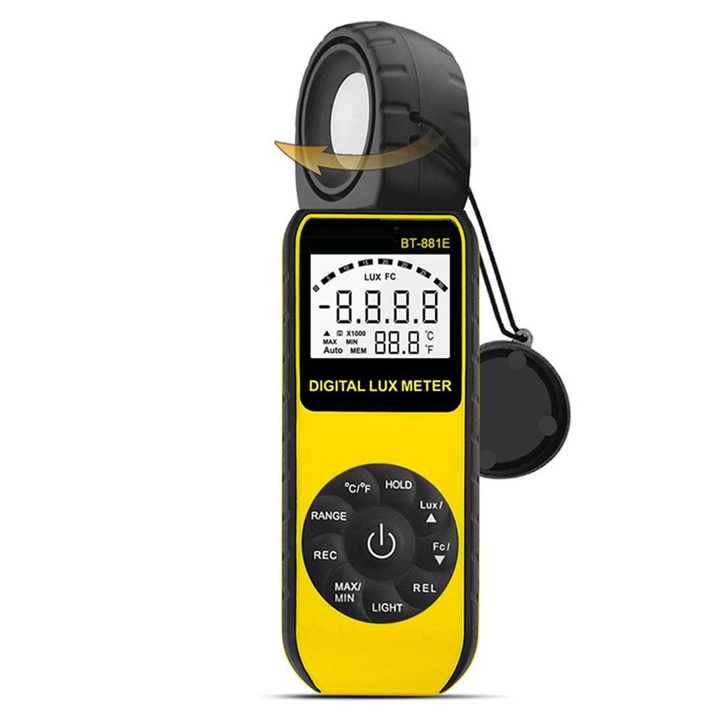CAOJS Digital Illuminance Meter, Handheld Light Meter with Sensor Protection Cover, 270 Rotatable Detector & 0~300,000 Lux Measuring Range, for Plants, Photography, Indoor, Film Camera