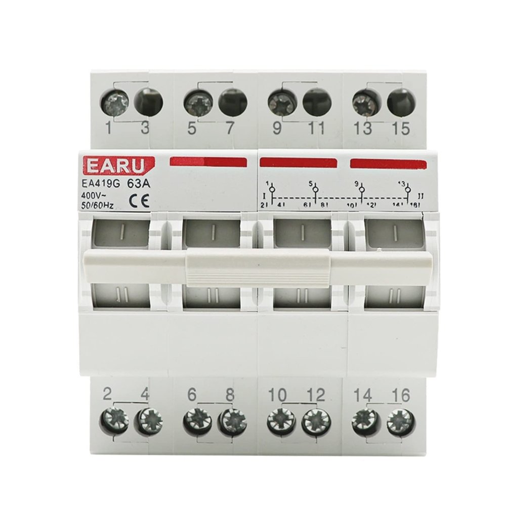 4P 40A 63A Dual Power Manual Transfer Interlock Circuit Breaker Din Rail Isolating Discounnecting Switch(63A)