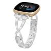 Alociaga Bling Metal Band, Compatible for Fitbit Versa 4/Sense 2/Versa 3/Sense Band, Cute Dressy X-Shaped Silver Bracelet for Women view 1