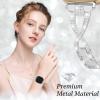 Alociaga Bling Metal Band, Compatible for Fitbit Versa 4/Sense 2/Versa 3/Sense Band, Cute Dressy X-Shaped Silver Bracelet for Women view 3