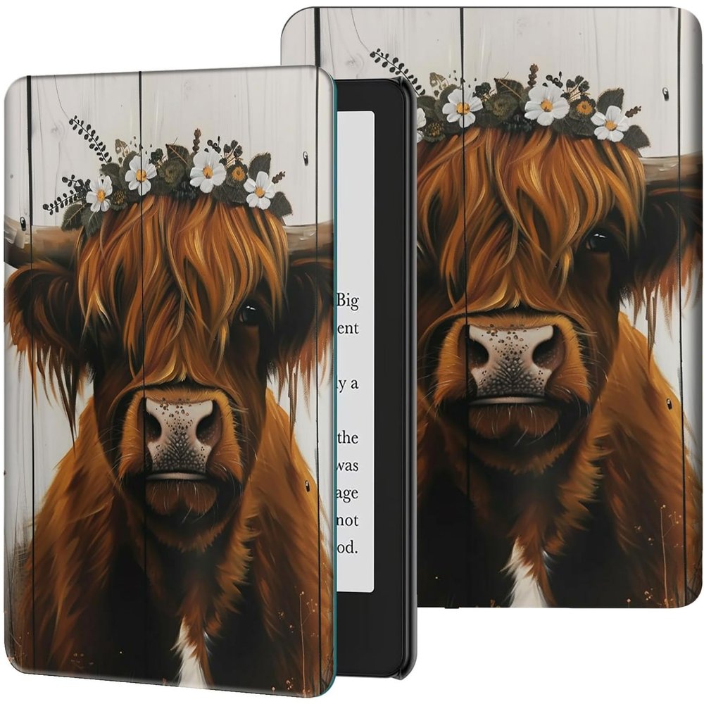 GFRGTFHYT Case for 10.2" Kindle Scribe (2024/2022 Release) Lightweight PU Leather Slim Folio Adjustable Multi-Angle Smart Shell Cover with Auto Wake/Sleep for 10.2" Kindle Scribe E-Reader,B Cow