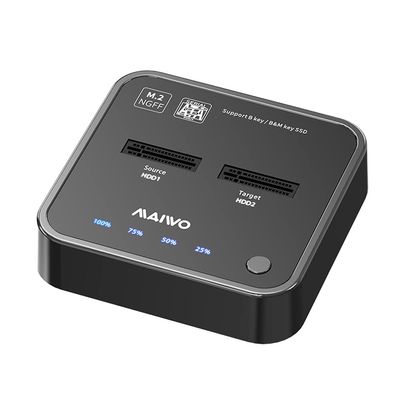 Dual M.2 SATA SSD Docking Station & Offline Duplicator | USB-C + USB-A | One-Click Clone | Supports B/M Key 2242/2260/2280/22110 | Tool-Free Design for Data Backup & SSD Expansion