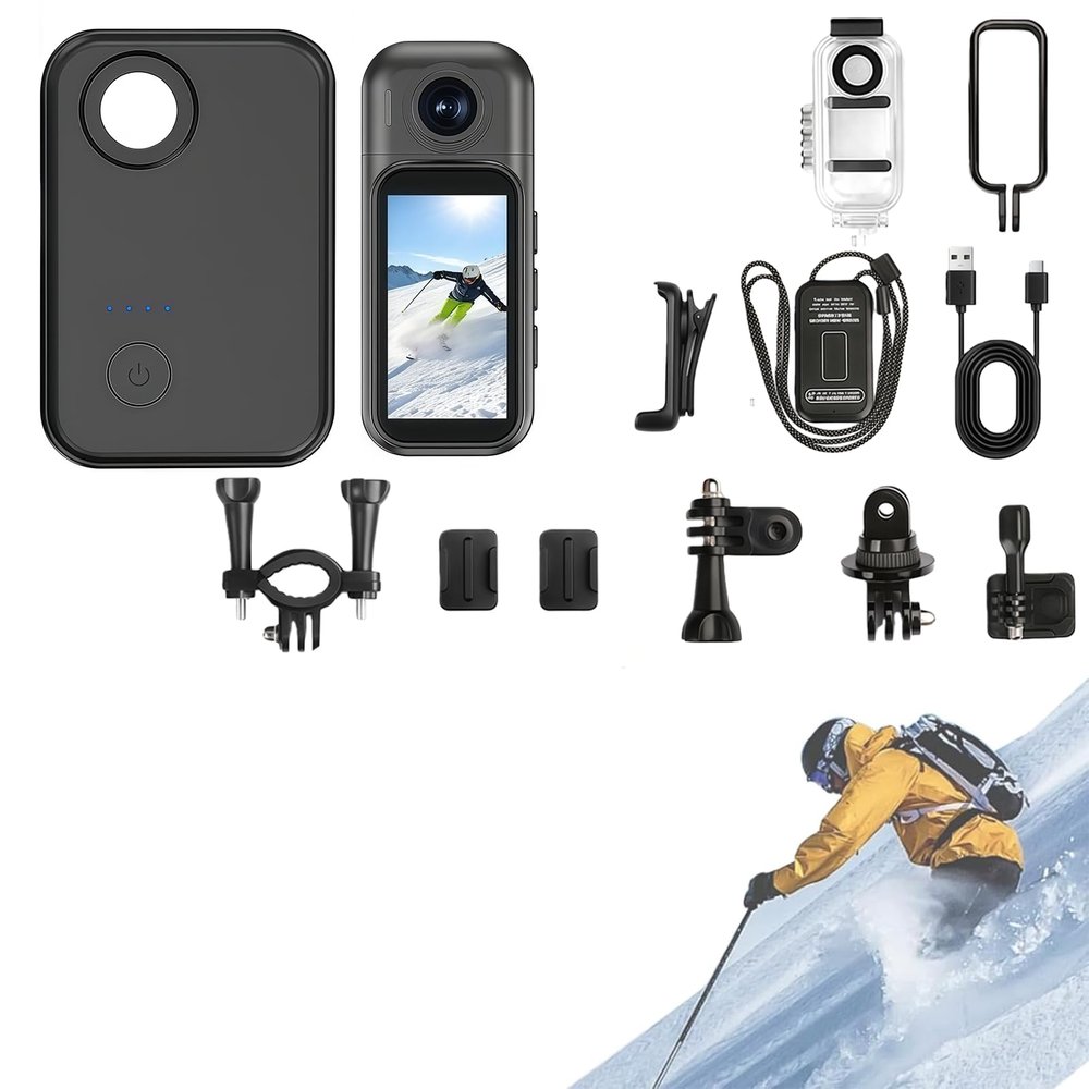 4K Thumb Camera, Upgraded 180 Lens Rotation, 170 Wide Angle Wearable Pocket Cam with Magnetic Lanyard for Travel, Pet Walking Cycling, Diving, Skiing (Black1080P,64G)