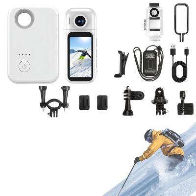 4K Thumb Camera, Upgraded 180 Lens Rotation, 170 Wide Angle Wearable Pocket Cam with Magnetic Lanyard for Travel, Pet Walking Cycling, Diving, Skiing (White4K,32G)