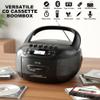 Kuephom Boombox CD Cassette Player Combo: Stereo Sound AM FM Radio with Bluetooth and Remote (Black) view 2