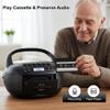 Kuephom Boombox CD Cassette Player Combo: Stereo Sound AM FM Radio with Bluetooth and Remote (Black) view 3