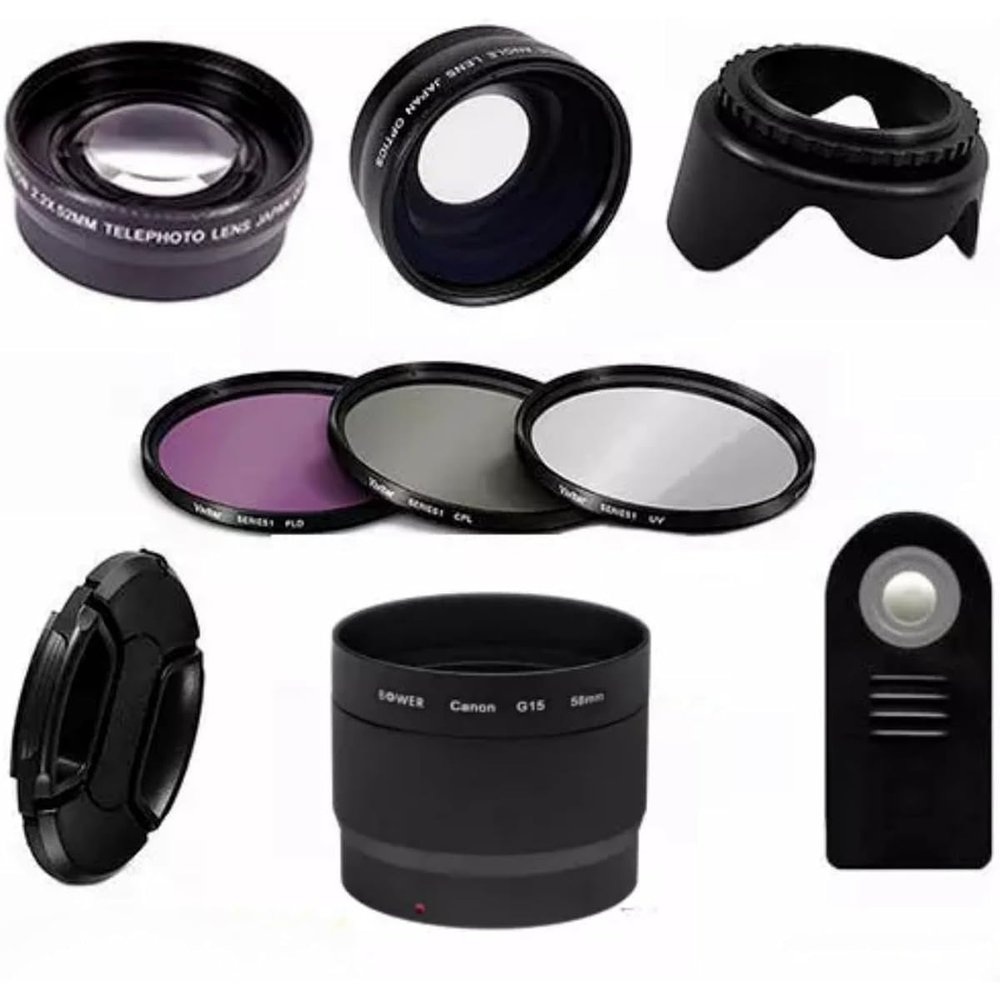 Camera Lens Kit Replacement for PowerShot G15, Wide Angle, Macro, Telephoto Zoom Lenses with Remote