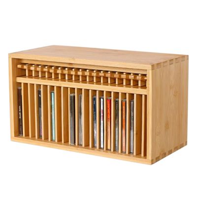 Vituord Wood CD Storage Rack, DVD Organizer/Shelf/Tower/Stand Dollar, Holds 19 Standard CD Cases, Desktop Placement, Vintage Farmhouse Style, Fit for Theatre Room