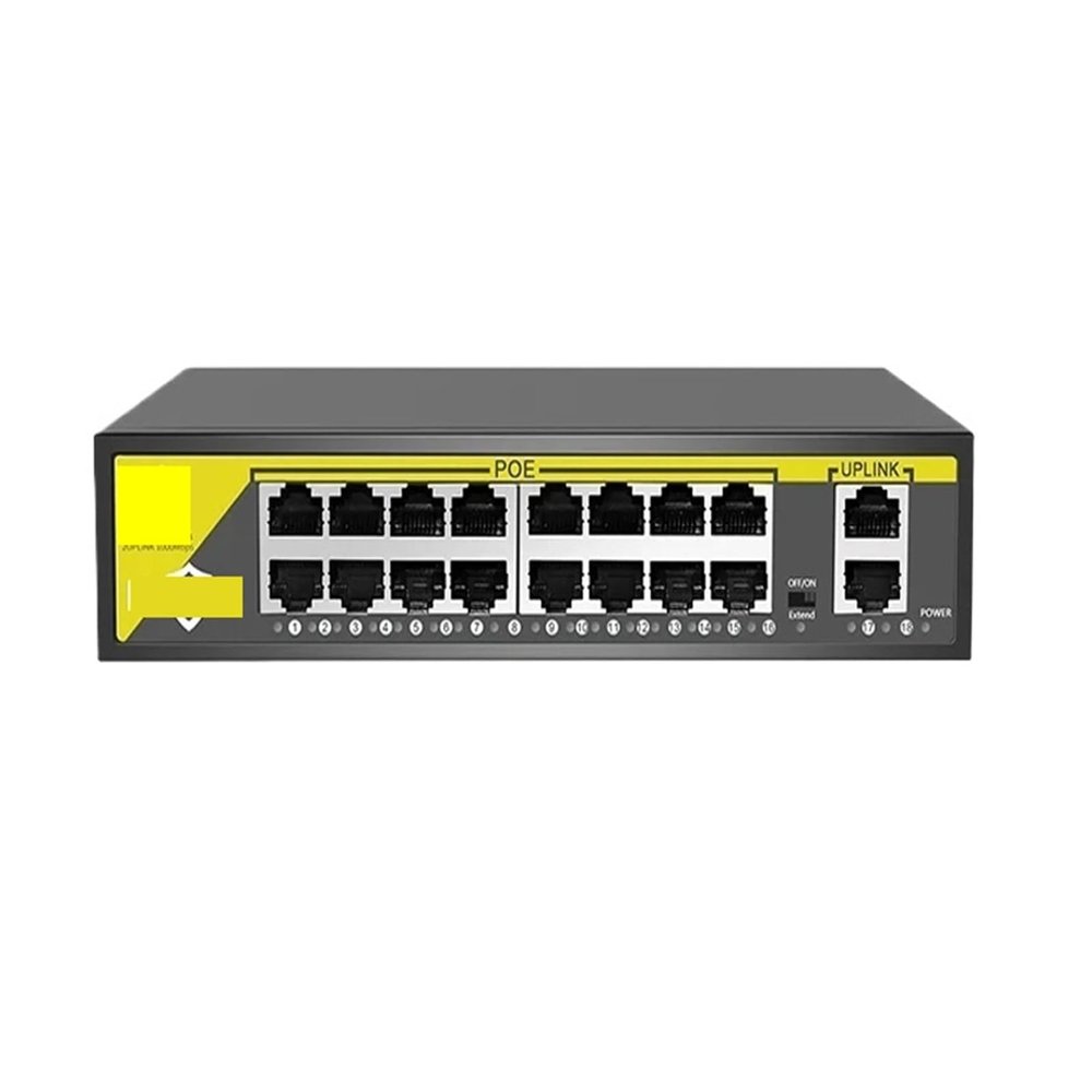 8/16-port 48V POE Switch 2 uplink 10/100Mbps 802.3af/at(16 Ports POE)