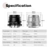 Compatible for Sony E 35mm F1.4 APS-C Prime Lens for Mirrorless Cameras XF M L Z M43 Mount(Black,E) view 3