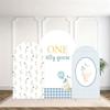Set of 3 One Silly Goose Arch Backdrop Cover,Blue Plaides Stretchy Arched Stand Cover for Boy Baby Birthday Baby Shower Party Decoration(6FT+5FT+4FT) view 1