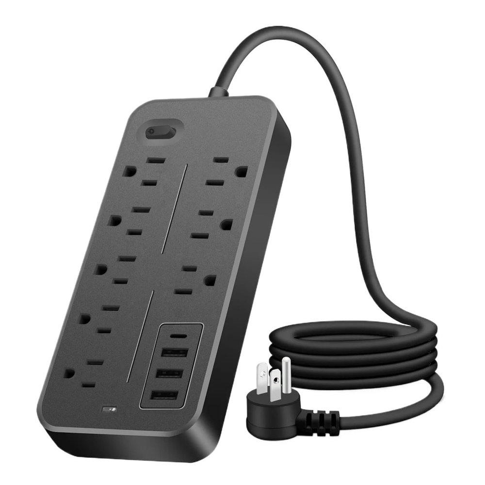 US Outlet 12 in 1 Power Multi Tap Universal Power Strip with Master Control Switch AC Type C USB Port Charge Electrical Socket