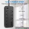 US Outlet 12 in 1 Power Multi Tap Universal Power Strip with Master Control Switch AC Type C USB Port Charge Electrical Socket view 2