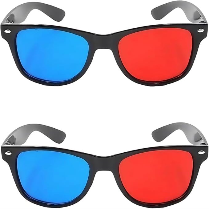 2Pcs Red and Blue 3D Glasses,3D Viewing Glasses,Universal TV Movie Dimensional Video Frame 3D Glasses,DVD Game Glass 3D Style Glasses,Weightlight Simple Design,Televisions and Video,Accessories