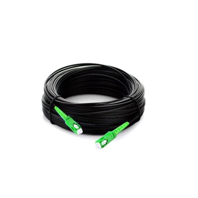 1pc SC/APC-SC/APC Outdoor Drop Fiber Optic Cable Fiber Optic Patch Cord Optical Fiber Cable Steel Wire Black LSZH Jacket 0.5/0.4mm(SC APC 30m)