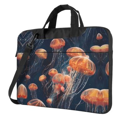 WZYWHJ 14 inch Quantum Jellyfish Swarm Pattern Laptop Bag - with Soft Interior, Multiple Pockets - Ideal for Men, Travel and Business