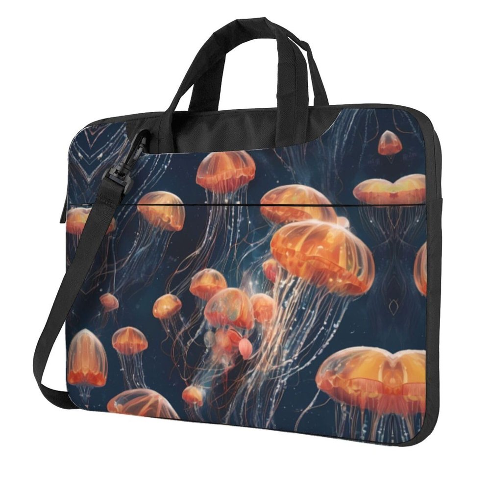 WZYWHJ 14 inch Quantum Jellyfish Swarm Pattern Laptop Bag - with Soft Interior, Multiple Pockets - Ideal for Men, Travel and Business