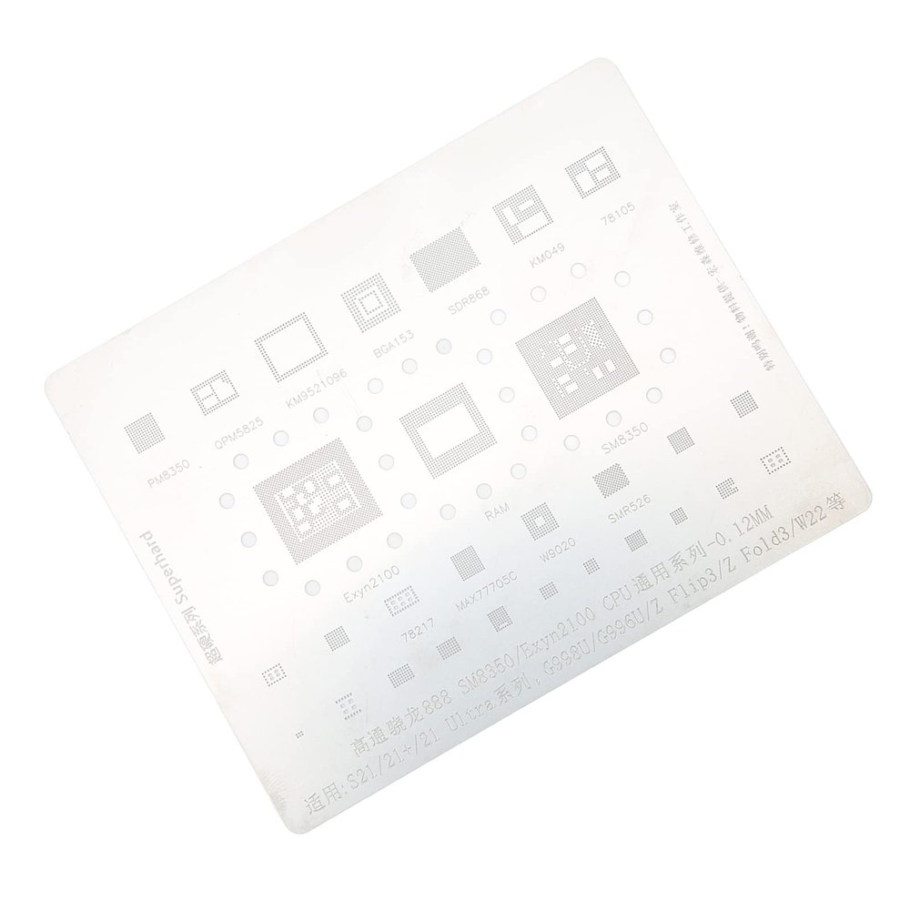 ICRPSTU BGA Reballing Stencil, Fast Tin Planting with Accurate Positioning, for Snapdragon 888, SM8350, xyn2100 CPU, + Ultra, G998U G996U Z Flip3 Z Fold3 W 22
