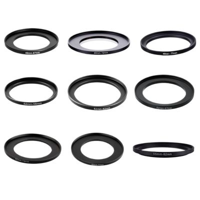 10pcs 46-49mm 49-52mm 52-55mm 55-58mm 58-62mm 62-67mm 67-72mm 72-77mm 77-82mm Metal Step Up Rings Lens Adapter Filter Set Excellent(10pcs 58-62)