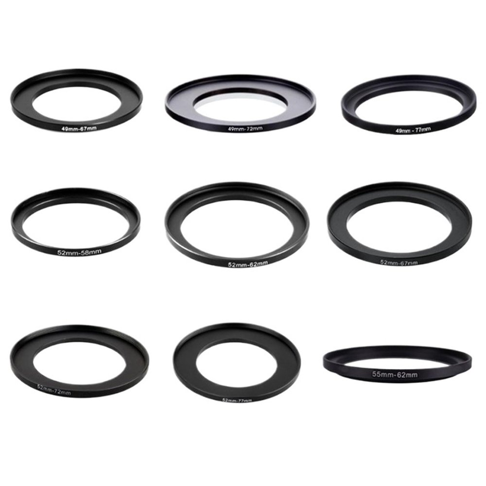 10pcs 46-49mm 49-52mm 52-55mm 55-58mm 58-62mm 62-67mm 67-72mm 72-77mm 77-82mm Metal Step Up Rings Lens Adapter Filter Set Excellent(10pcs 58-62)