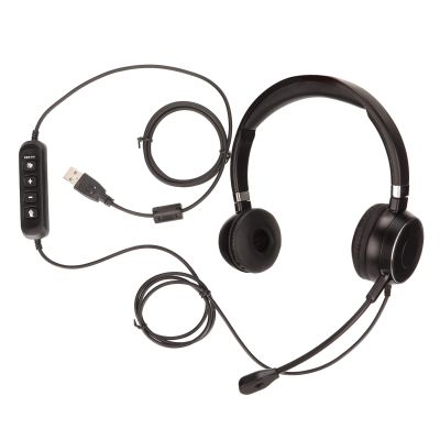 Qianjyvous USB Telephone Headset, Business Headset with Noise Cancelling Microphone, Multifunctional Call Center Headset with Volume Adjustment and Mute Function, Comfortable Binaural