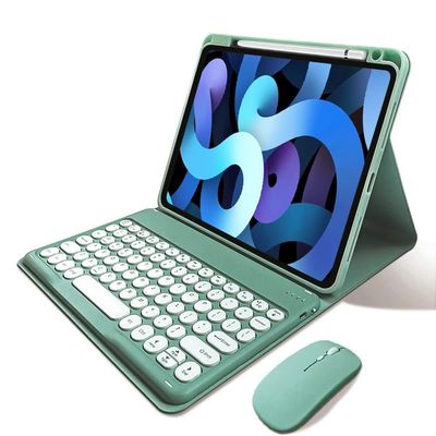 kaitesi Keyboard Case Mouse for iPad Pro 11-inch (M5, 2025) Cute Round Keys Magnetic Detachable Colorful Bluetooth Keyboard,Dark Green
