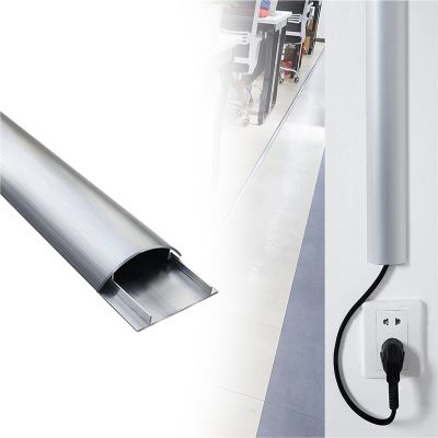 12 24 36 48 60 72 in Length Stainless Steel Cable Concealer, Wire Guard Raceway/Half Round Cord Cover for Office/Home/School, Floor Cable Protector(1 pc,L W 12in x 1.9in)