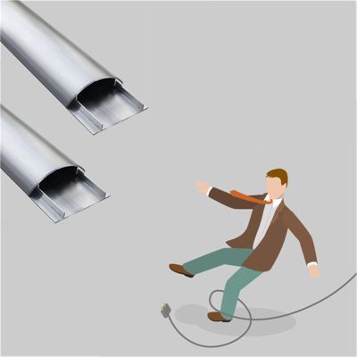 2 6 10 Pcs Wire Guard Raceway Cord Cover, Stainless Steel Floor Line Covers for Wires with Adhesive Backing, Cord Hider Floor for Factory Garage Laboratory(2 pcs,L W 60in x 1.2in)