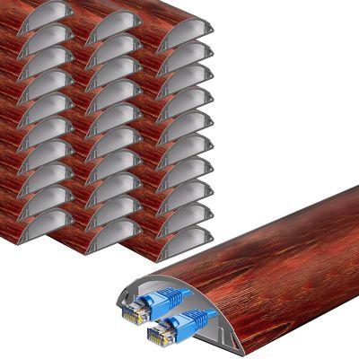 20 30 Pcs Self-Adhesive Cable Protector, 6/5" 8/5" 2 in Width Aluminum Alloy Semi-Circular Wire Groove Cover, Wire Trough Cable Trunking for Office School(A-30 pcs,L W 79in x 2in)