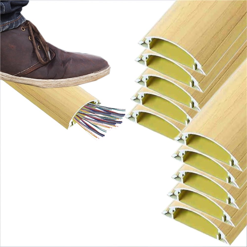 60 72 79 in Length Aluminum Alloy Floor Cable Cover, Wall Cable Groove Cover with Adhesive Backing, 10 15 Pcs Semi-Circular Wire Trunking Lid for Laboratory(A-10 pcs,L W 60in x 1.6in)