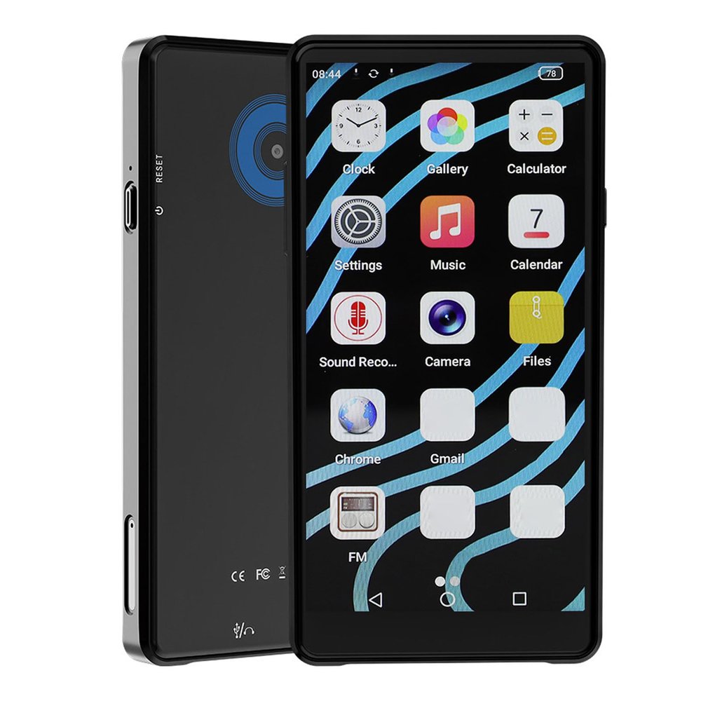 Yunseity 64GB MP3 Player with Bluetooth and WiFi, 4.99 Inch Full Touchscreen Portable Music Player with Speakers & 16MP Camera, HiFi Sound MP3 & MP4 Player for Android 12, Black