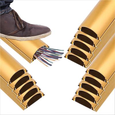 60 72 79 in Length Aluminum Alloy Floor Cable Cover, Wall Cable Groove Cover with Adhesive Backing, 10 15 Pcs Semi-Circular Wire Trunking Lid for Laboratory(B-15 pcs,L W 79in x 2in)