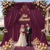 10ft15ft Burgundy Backdrop Curtain for Wedding Parties, 2 Panels Wrinkle Free 15 FT Long Polyester Photo Backdrop Drapes Back Drop Cloth for Birthday Photography Background view 1