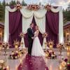 10ft15ft Burgundy Backdrop Curtain for Wedding Parties, 2 Panels Wrinkle Free 15 FT Long Polyester Photo Backdrop Drapes Back Drop Cloth for Birthday Photography Background view 3