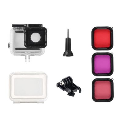 40M Waterproof Case Underwater Housing Touchable Door Diving Filter Red Pink Purple for Hero 5 6 7 Black Go Pro Accessory Excellent(Package E)
