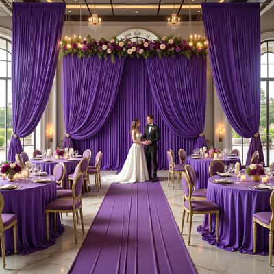 10ft15ft Deep Purple Backdrop Curtain for Wedding Parties, 2 Panels Wrinkle Free 15 FT Long Polyester Photo Backdrop Drapes Back Drop Cloth for Birthday Photography Background