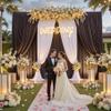 10ft15ft Brown Backdrop Curtain for Wedding Parties, 2 Panels Wrinkle Free 15 FT Long Polyester Photo Backdrop Drapes Back Drop Cloth for Birthday Photography Background view 2