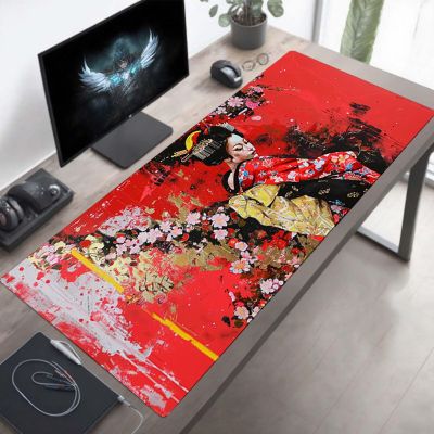 Woman Large Gaming Mouse Pad 40 x 20 in, Mouse Pad Red Desk Mat Large Soft Smooth Surface Stitched Edges Waterproof with Anti-Slip Rubber Base Mousepad for Desk and Computer Accessories PjY13417 4-D